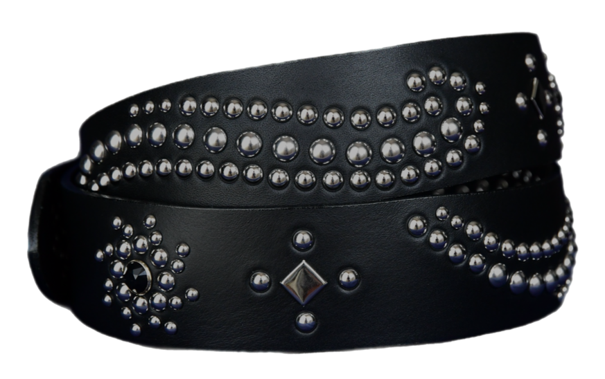 Black studded leather belt V2