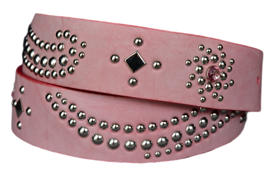 Pink studded leather belt V2