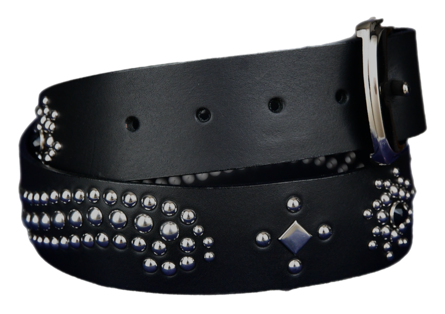 Black studded leather belt V2