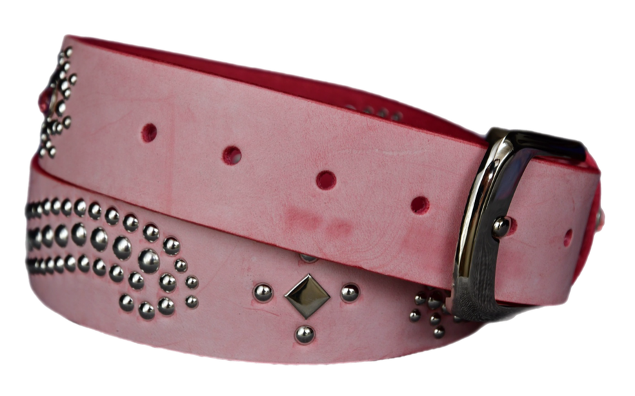 Pink studded leather belt V2