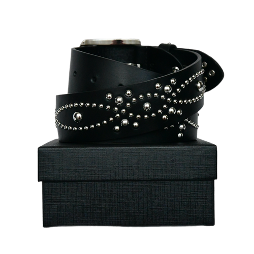 studded leather black belt V0