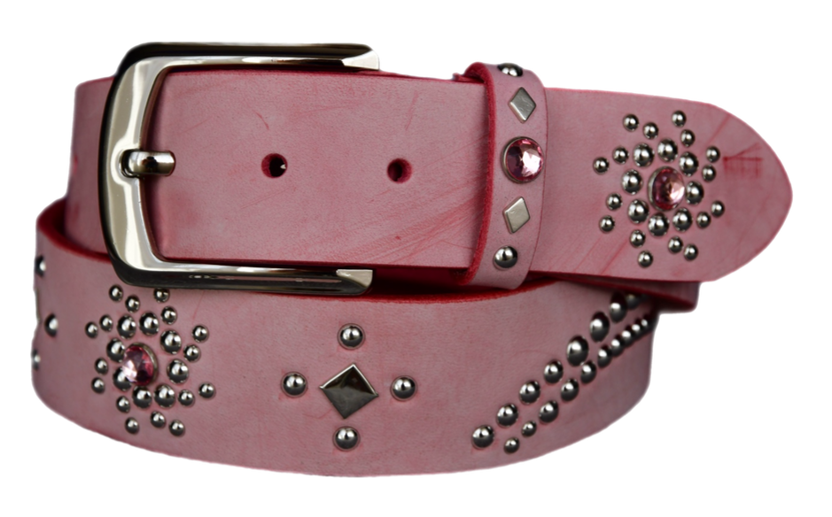 Pink studded leather belt V2