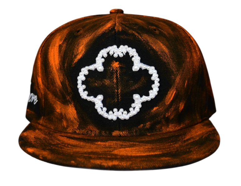 zhandpainted orange hat