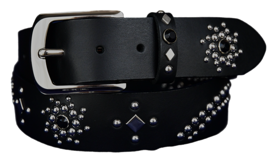 Black studded leather belt V2