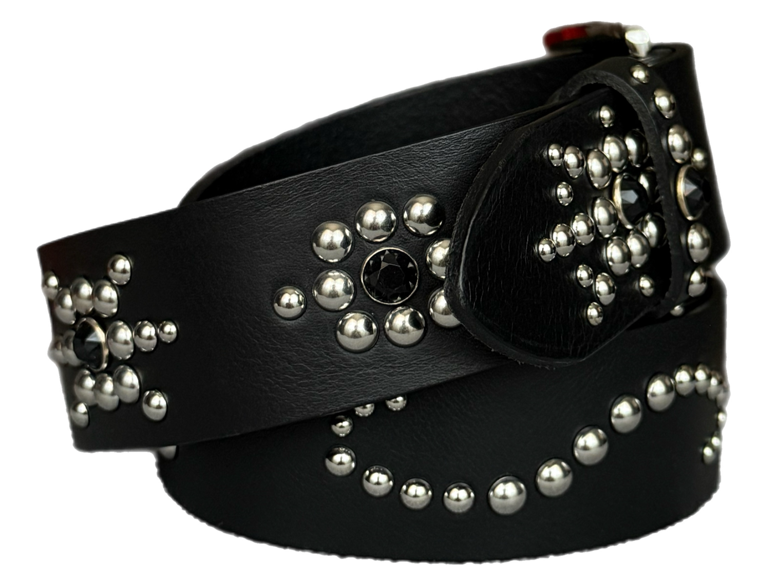 Black studded leather belt V1