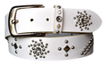 White studded leather belt V2