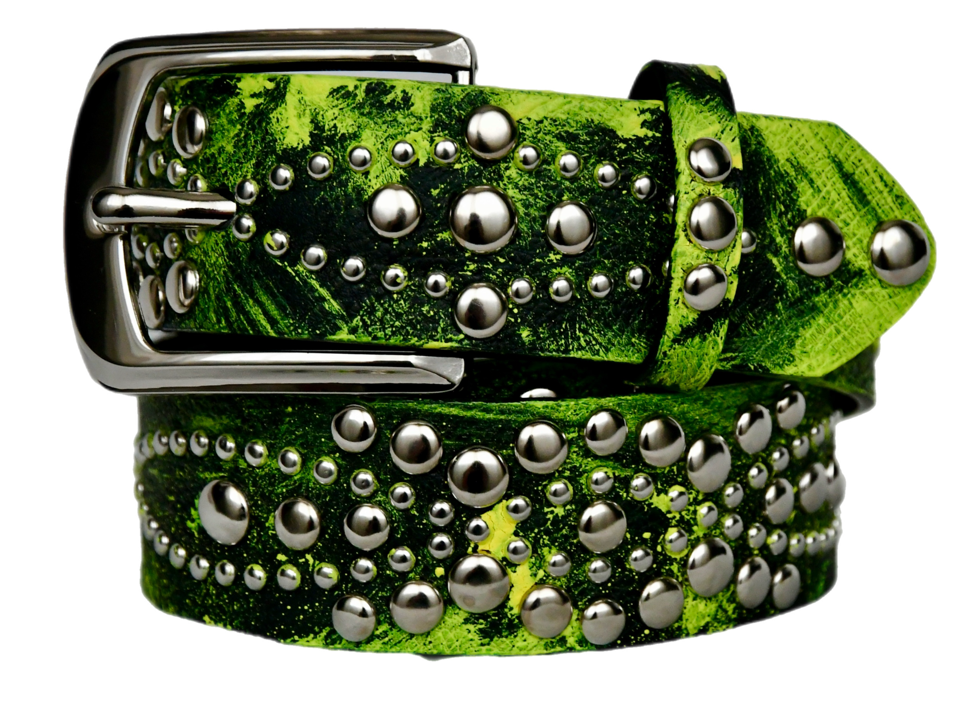 studded handpainted yellow belt