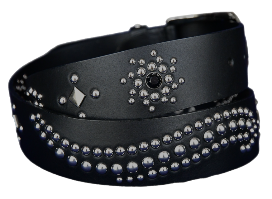 Black studded leather belt V2