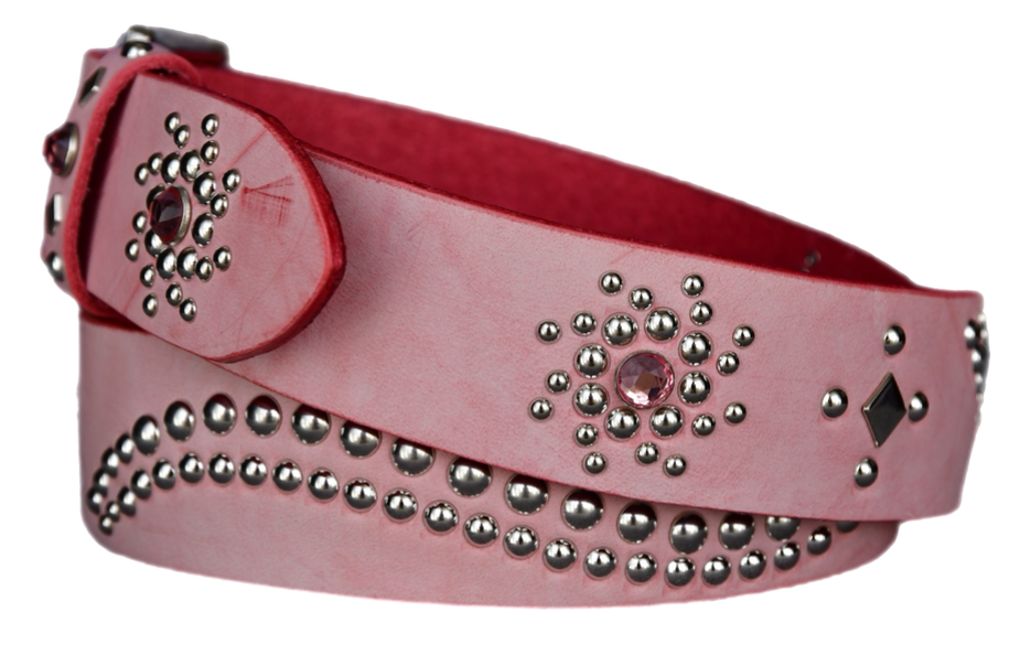 Pink studded leather belt V2