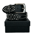 studded leather black belt