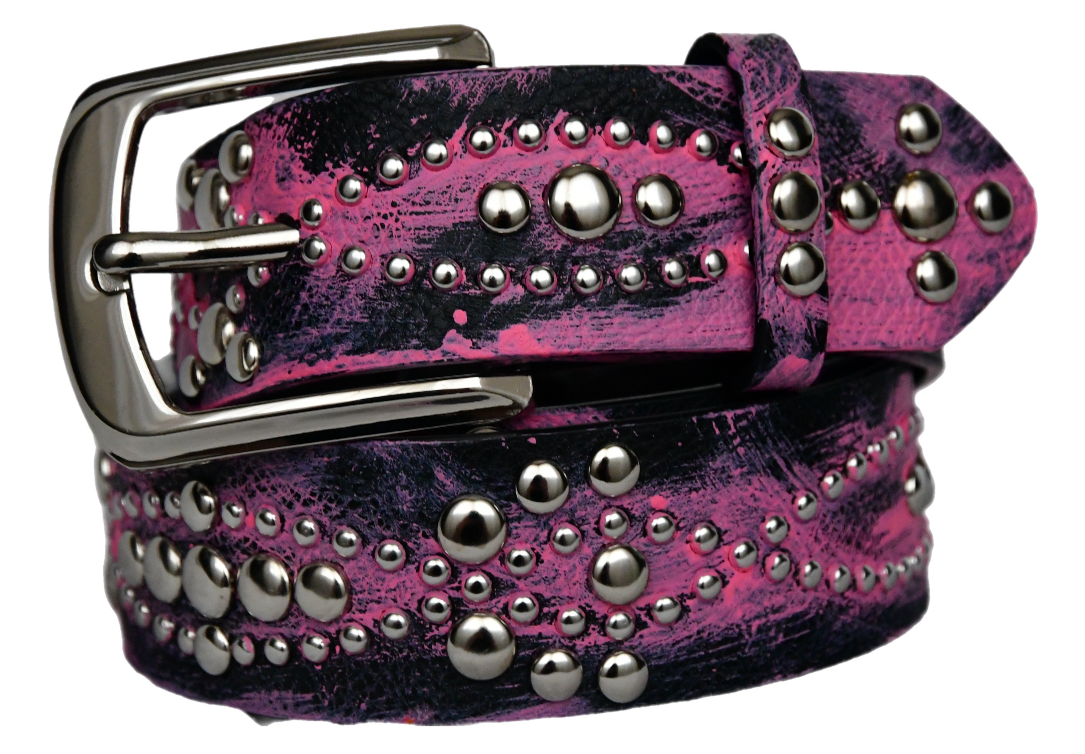 studded handpainted pink belt