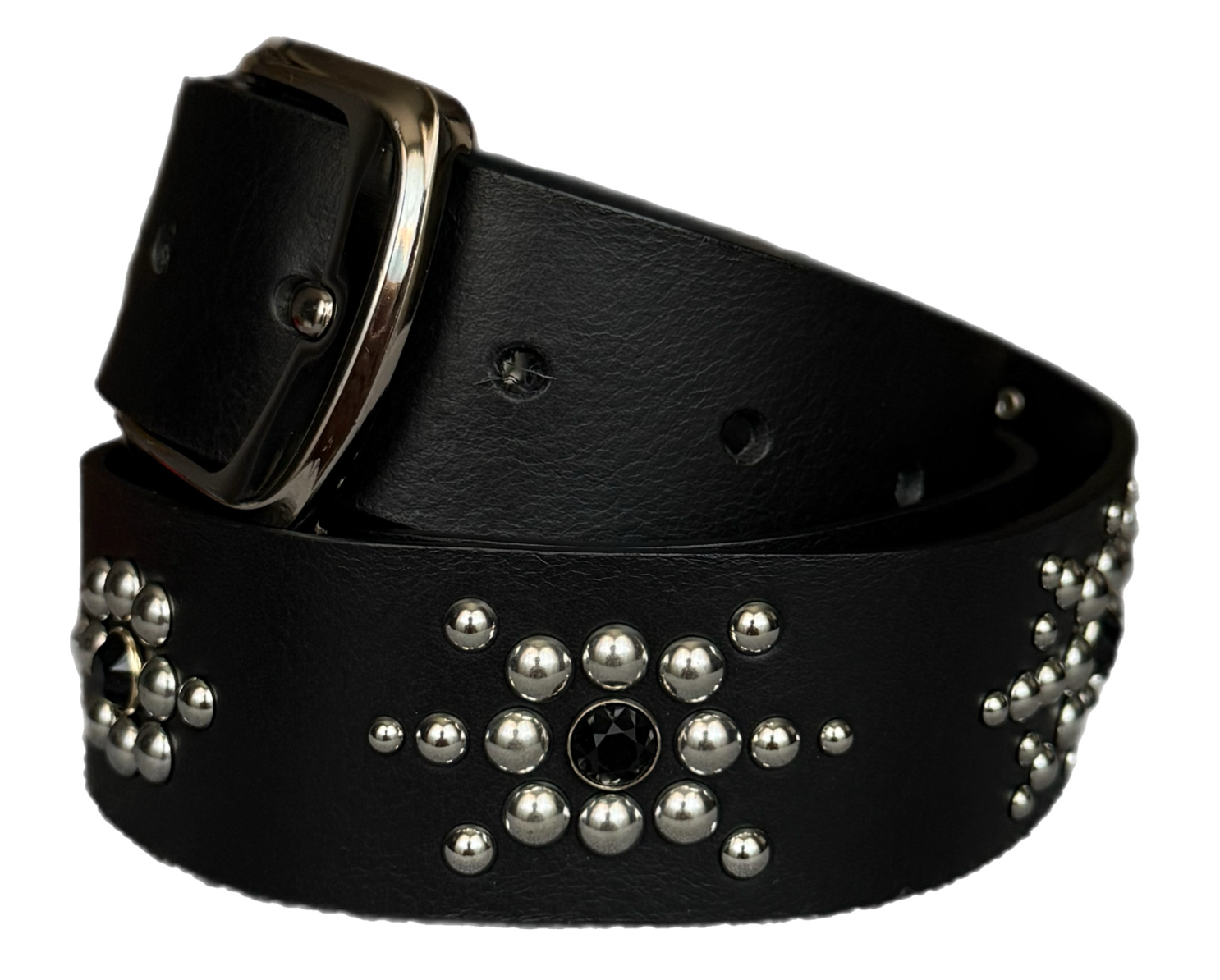 Black studded leather belt V1