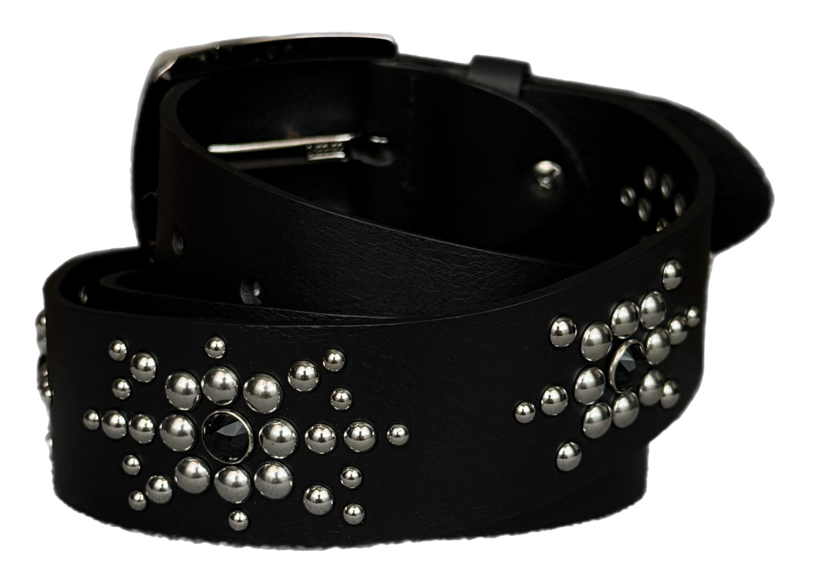 Black studded leather belt V1