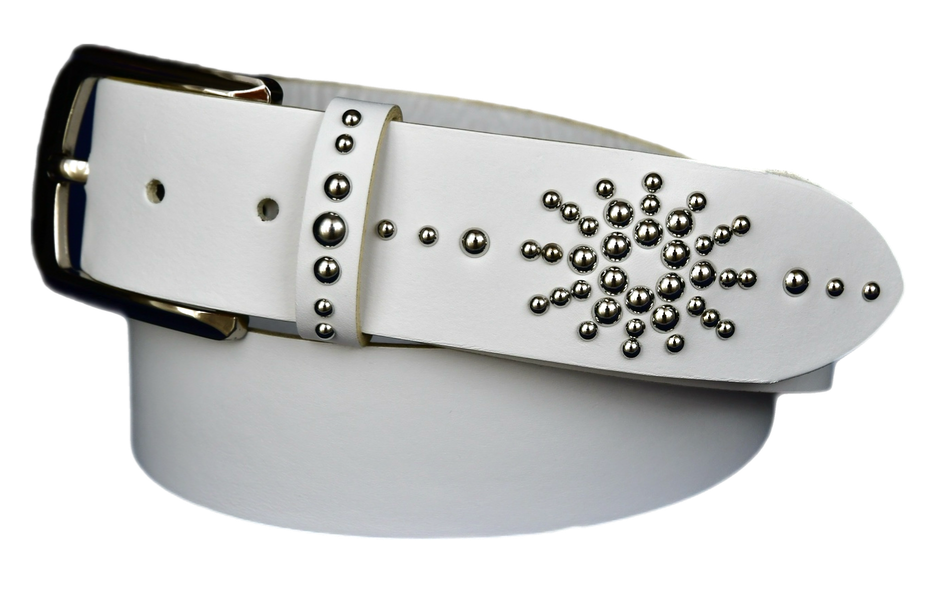 White light Studded leather belt V0