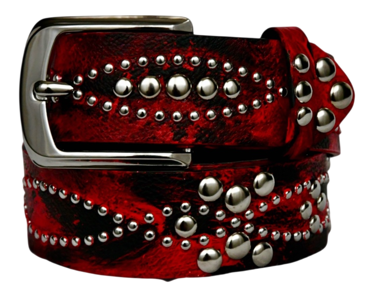 studded handpainted red belt