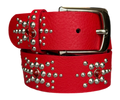 Red studded leather belt V1