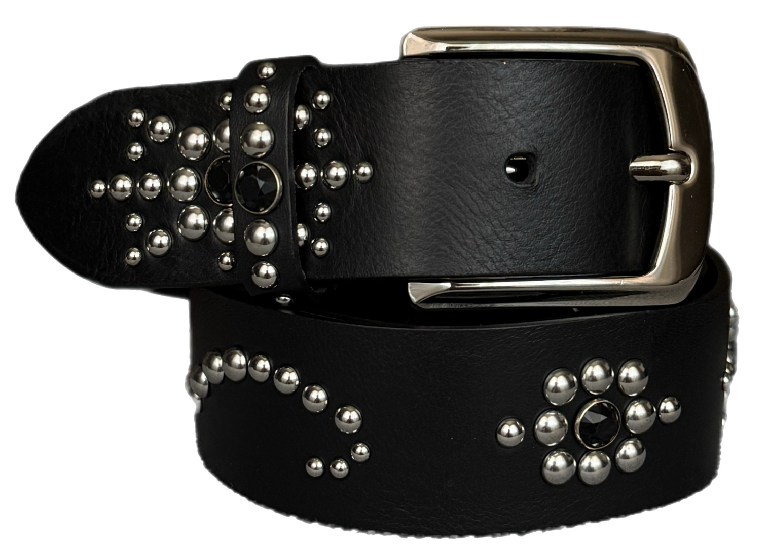 Black studded leather belt V1